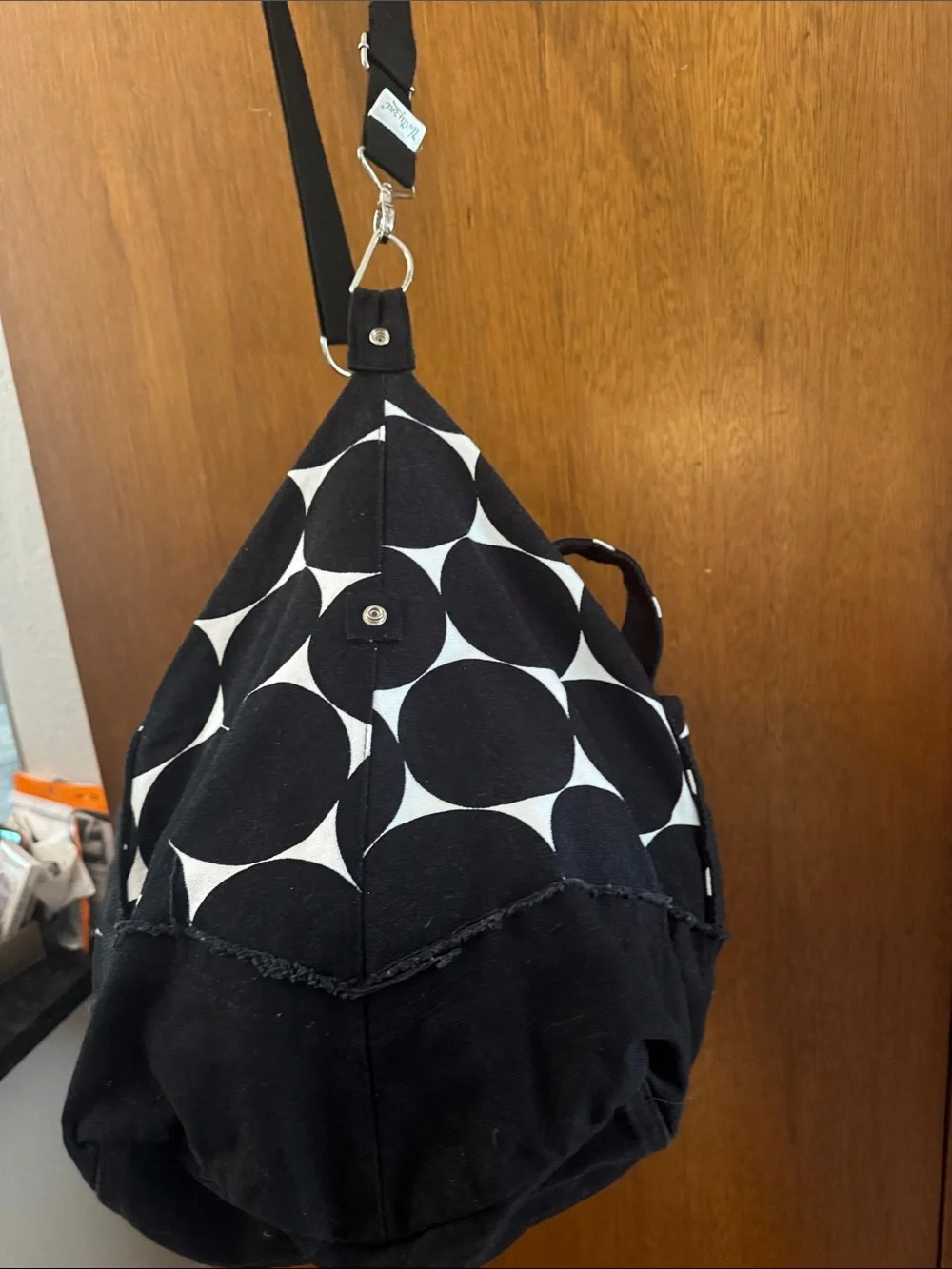thirty-one Black and White Polka Dot Canvas Tote Shoulder Bag